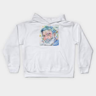 ERNEST HEMINGWAY watercolor portrait .6 Kids Hoodie